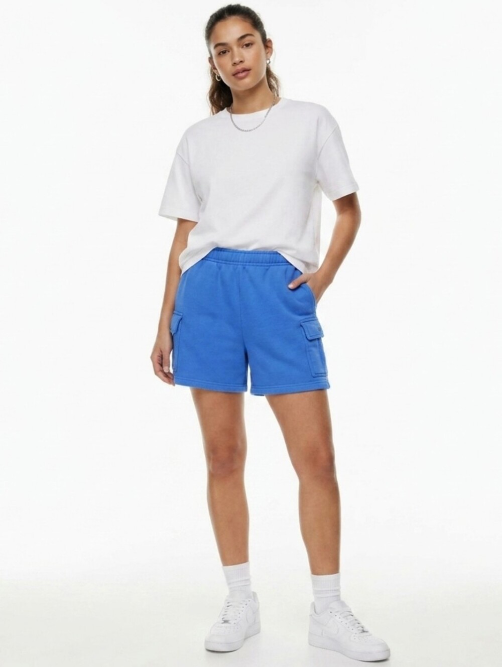 Tna Cozy Fleece Boyfriend Cargo Sweatshorts Blue Size Large